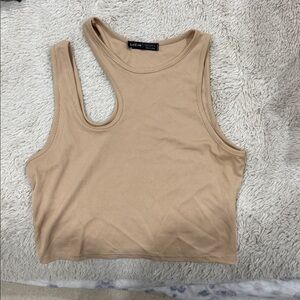 SHEIN Beige Asymmetric Ribbed Tank